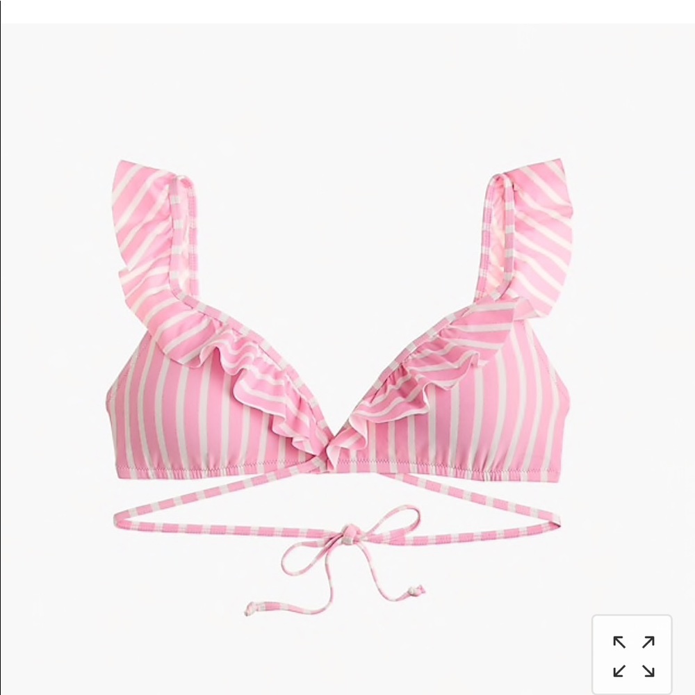 J crew ruffle wrap bikini top in stripe